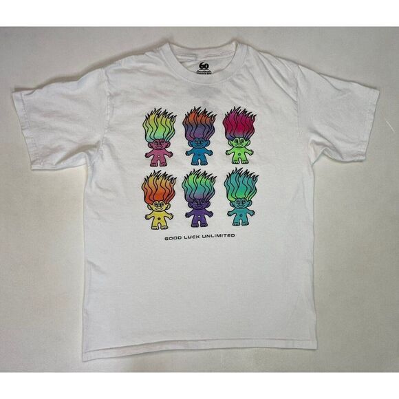 Trolls Tops - Trolls Good Luck 60 Anniversary Dreamworks Movie T-shirt Women Medium White